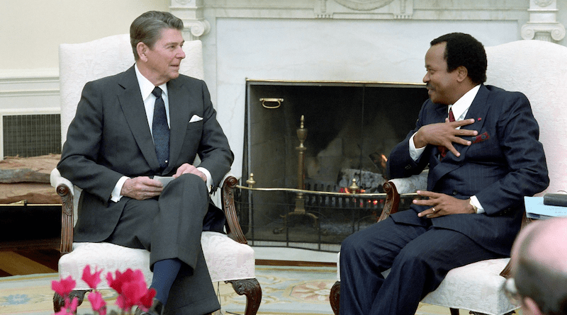 Cameroon's Paul Biya has been president of that country since 1982. In this photo he is seen meeting with US President Ronald Reagan in 1986. Photo Credit: Reagan White House Photographs, Wikipedia Commons
