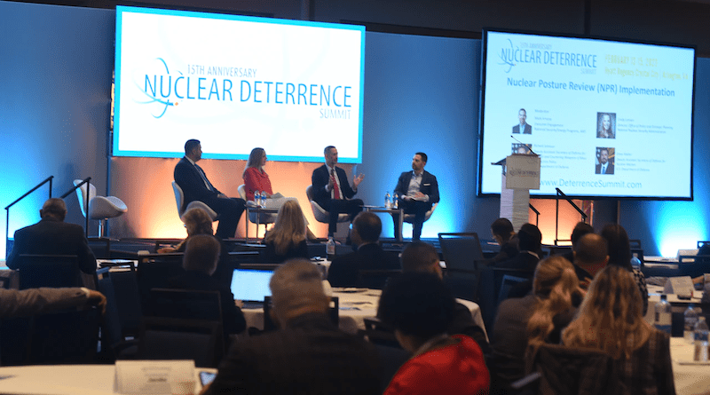 A panel speaks at the Nuclear Deterrence Summit, in Arlington, Va., Feb. 15, 2023. Photo Credit: David Vergun, DOD