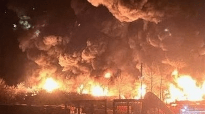 Scene of train derailment in East Palestine, Ohio. Photo Credit: Tasnim News Agency