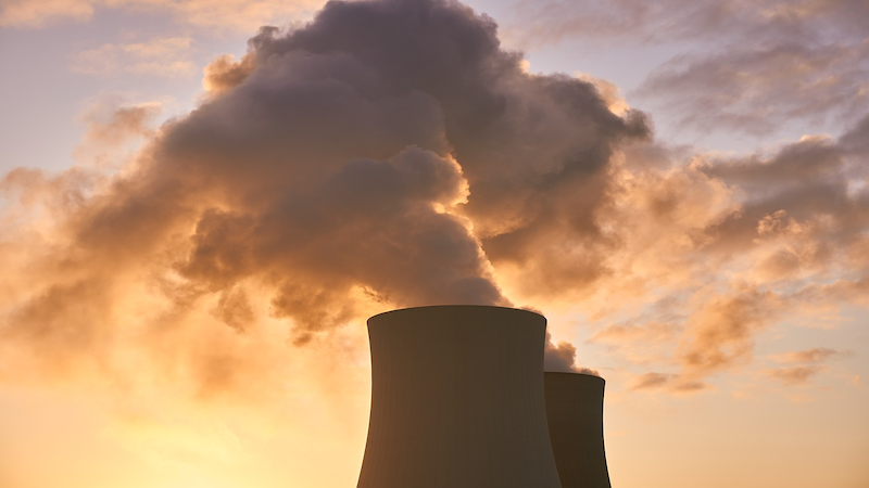 Nuclear Power Plant Cooling Tower Water Vapor Clouds