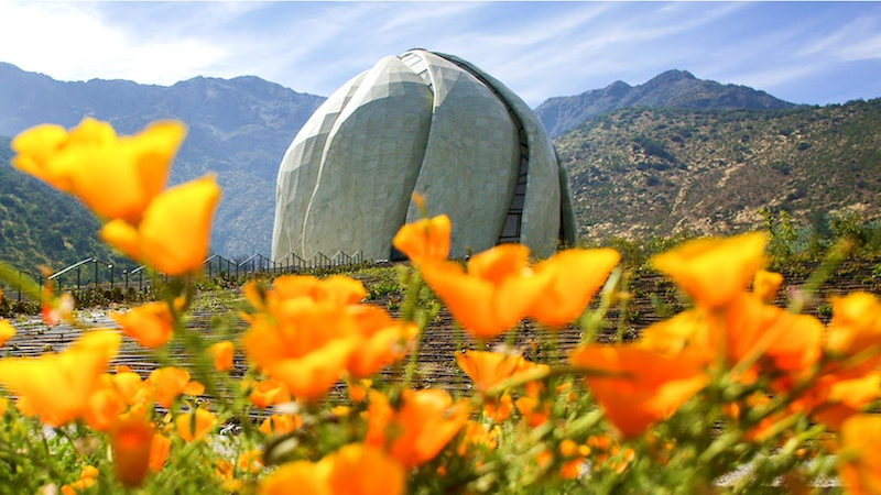 A view of the Bahá’í House of Worship in Chile in its natural surroundings. Photo Credit: BWNS