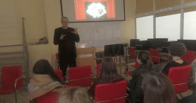 The author Sabahudin Hadžialić, Lecture “Art is about Communication” Faculty of Creative Industries of VGTU university, Vilnius, Lithuania, on 19.3.2019.