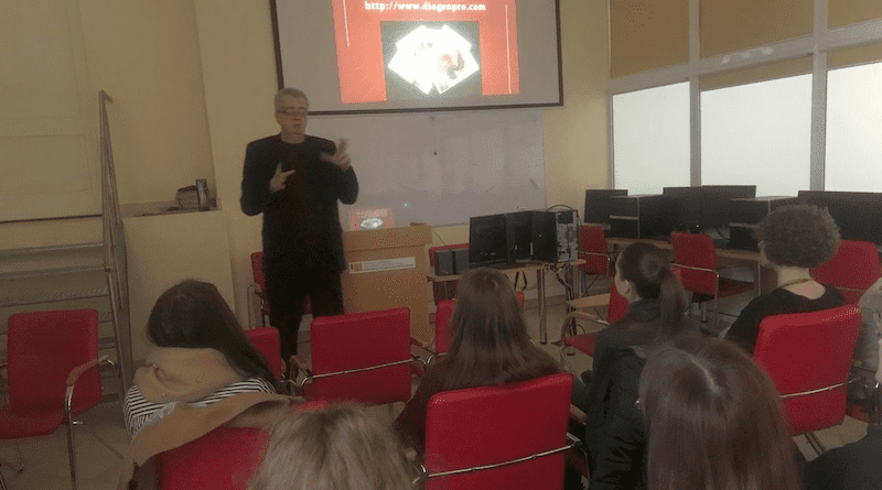 The author Sabahudin Hadžialić, Lecture “Art is about Communication” Faculty of Creative Industries of VGTU university, Vilnius, Lithuania, on 19.3.2019.