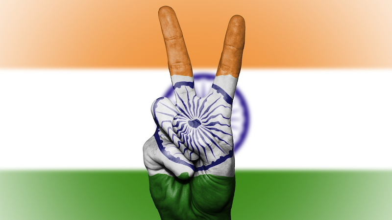 India Peace Hand Nation Background Banner Colors Flag