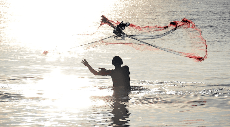 Sri Lanka Fisherman Web Throw Fishing Fishing Net Ocean