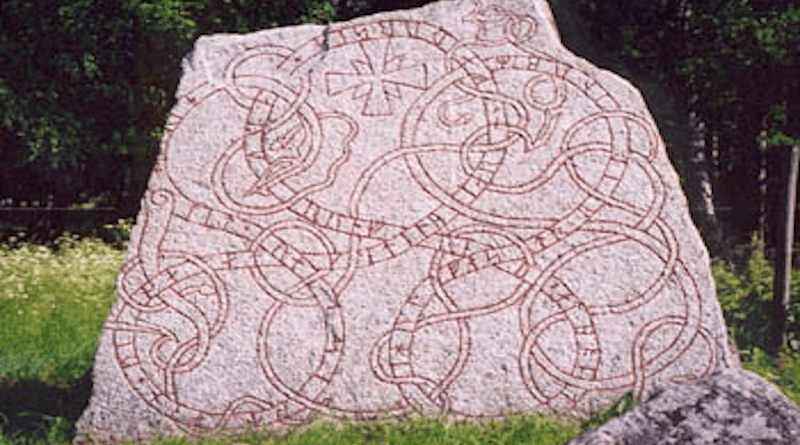 A Younger Futhark inscription on the 12th-century Vaksala Runestone in Sweden. Photo Credit: Wikipedia Commons