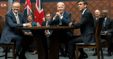 President Joe Biden, British Prime Minister Rishi Sunak and Australian Prime Minister Anthony Albanese at the AUKUS meeting in San Diego, March 13, 2023. Photo Credit: Chad J. McNeeley, DOD