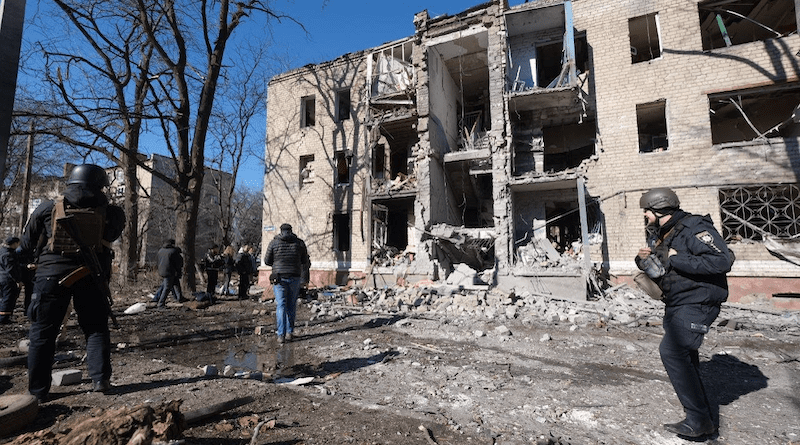 Aftermath of Russian bombing of apartments in Kramatorsk, Ukraine. Photo Credit: Ukraine Defense Ministry