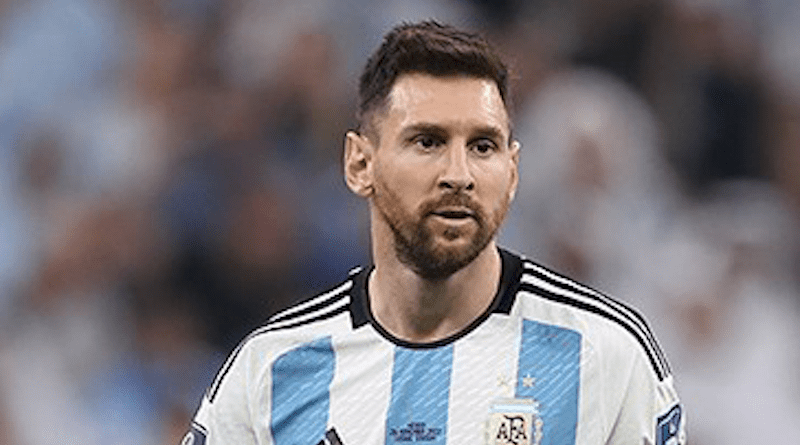 Lionel Messi playing for Argentina at the 2022 FIFA World Cup. Photo Credit: Tasnim News Agency, Wikipedia Commons