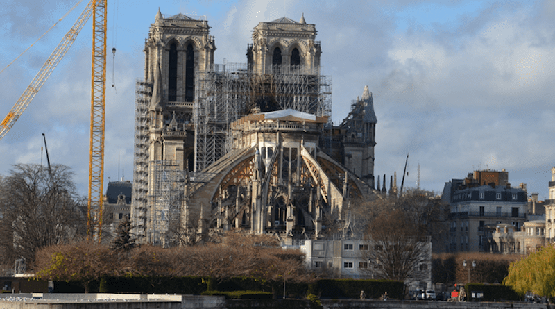 View of the chevet of Notre-Dame de Paris under restoration. CREDIT Maxime L'Héritier, CC-BY 4.0 (https://creativecommons.org/licenses/by/4.0/)