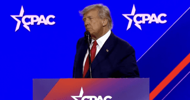 Former US President Donald Trump speaks at CPAC 2023. Photo Credit: CPAC video screenshot