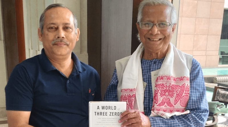 Nava Thakuria with Professor Muhammad Yunus