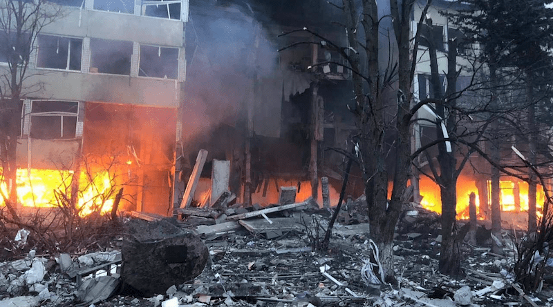 Aftermath of Russian shelling in Ukraine. Photo Credit: Ukraine Defense Ministry
