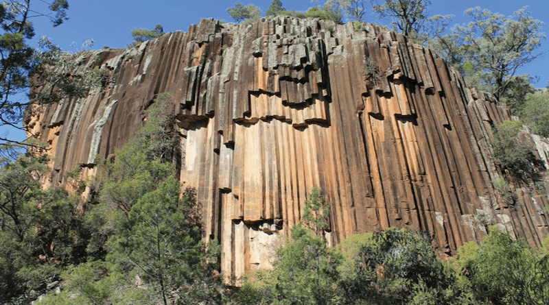Sawn Rock – Nandewar Volcanic Range, NSW, one of the studied volcanoes from the east Australian volcanic chain. CREDIT: Dr Tracey Crossingham