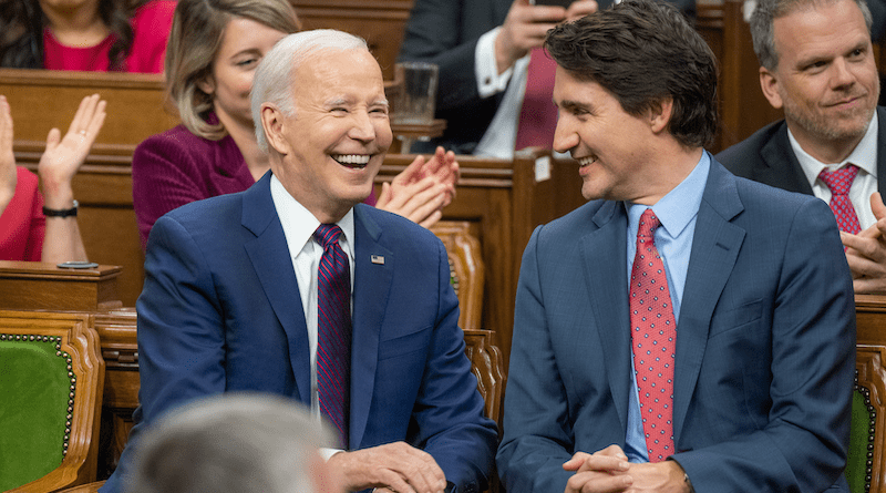 US President Joe Biden with Prime Minister Justin Trudeau in Canada's Parliament. Photo Credit: The White House