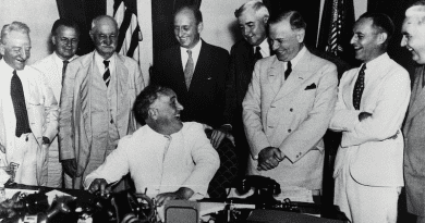 President Franklin Delano Roosevelt signs the Banking Act of 1933. Photo Credit: Federal Reserve, Wikipedia Commons