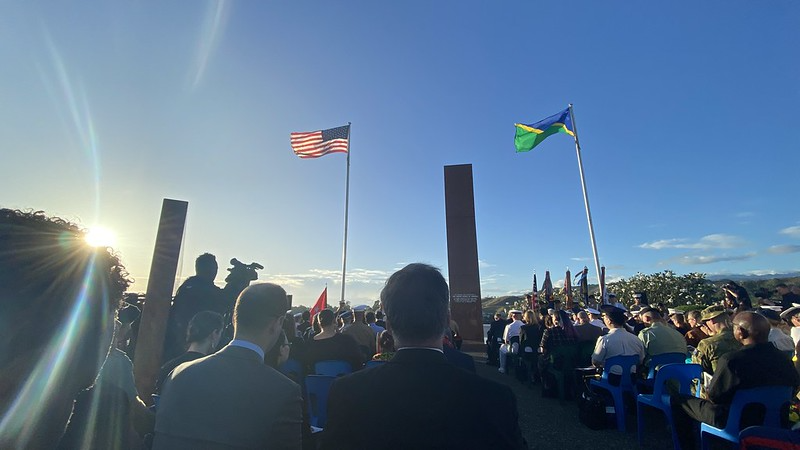 U.S. and Solomon Islands flags at the Guadalcanal Memorial in Solomon Islands on August 6, 2022 [State Department photo/ public domain]