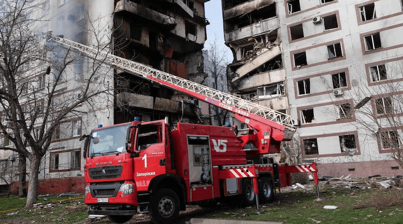 Aftermath of Russian bombing of apartment buildings in Ukraine. Photo Credit: Ukraine Emergency Services