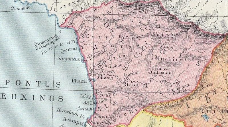 A fragment of the 1907 map of the ancient Caucasus showing the Colchis region. Credit: Samuel Butler (1774–1839), Wikipedia Commons