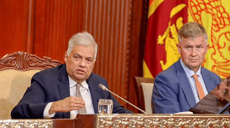 Sri Lanka's President Ranil Wickremesinghe with International Adviser to the President on Climate Change Eric Solheim at the Sri Lanka Green Energy Summit. Photo Credit: Sri Lanka Presidential Press Service