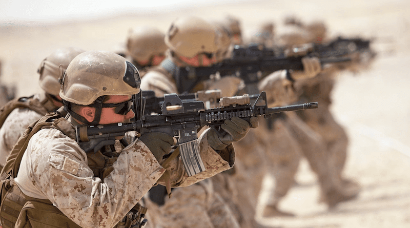 File photo of the 26th Marine Expeditionary Unit (MEU) Maritime Raid Force Marines firing M4 Carbines while conducting a marksmanship training exercise at a range in Qatar. Photo Credit: U.S. Marine Corps photo by Cpl. Christopher Q. Stone, 26th MEU Combat Camera/Released