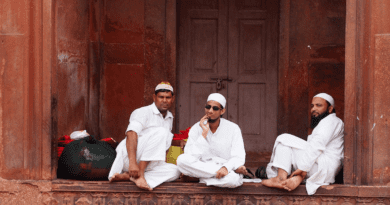 Mosque Muslims Men Rest People Group Sitting India