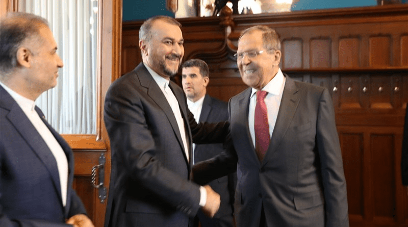 Iranian Foreign Minister Hossein Amirabdollahian with Russia's FM Sergey Lavrov. Photo Credit: Tasnim News Agency