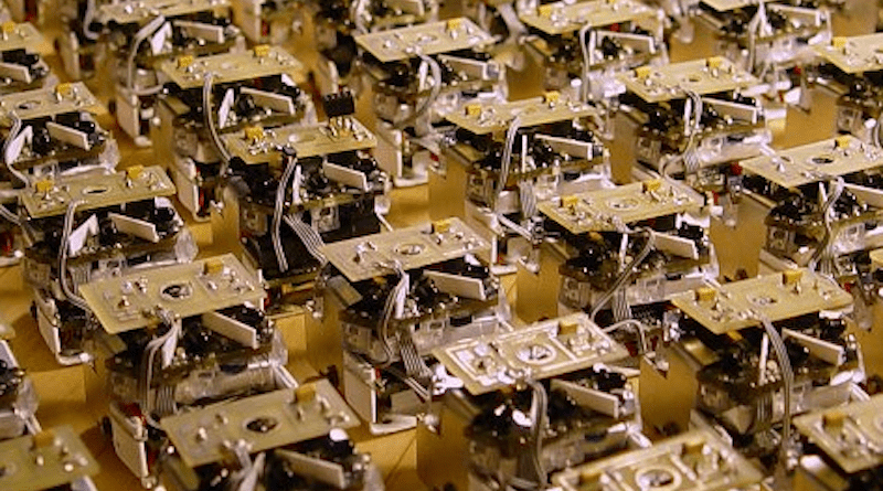 Jasmine minirobots each smaller than 3 cm (1 in) in width. Photo Credit: Serg, Wikipedia Commons