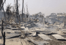 Kone Ywar village was nearly burned to the ground by Myanmar junta forces during a night raid Tuesday, Feb. 28, 2023, in Yinmarbin township, Sagaing region. Photo Credit: Citizen journalist, via RFA