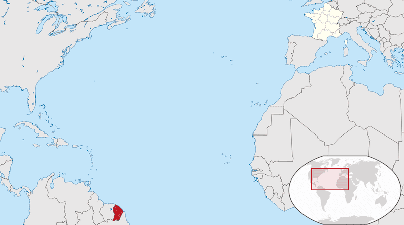 Location of French Guiana. Credit: Wikipedia Commons