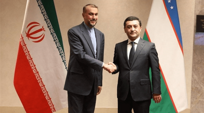 Iranian Foreign Minister Hossein Amirabdollahian and Uzbekistan counterpart Bakhtiyor Saidov. Photo Credit: Tasnim News Agency