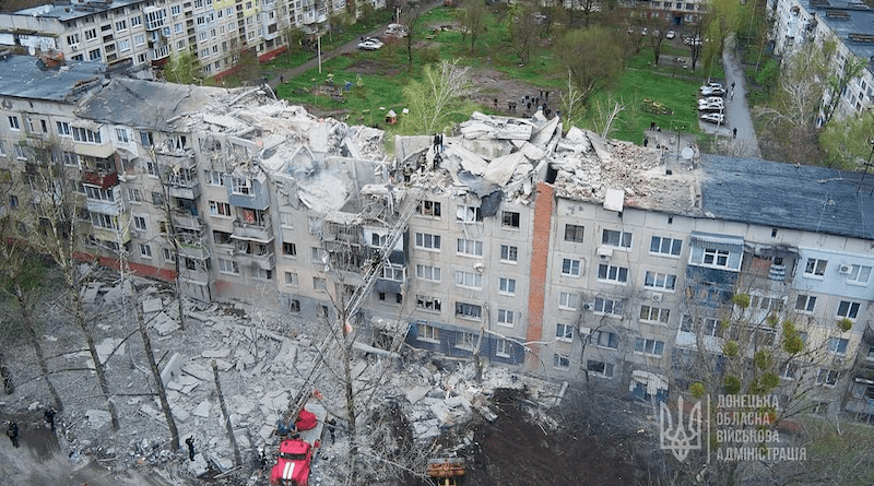 Aftermath of Russian strike on Sloviansk, Ukraine. Photo Credit: Ukraine Defense Ministry