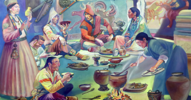 The Xiongnu built a multiethnic empire on the Mongolian steppe that was connected by trade to Rome, Egypt, and Imperial China. Artist reconstruction of life among the Xiongnu imperial elite by Galmandakh Amarsanaa. CREDIT: © Dairycultures Project