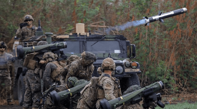 U.S. and Philippine soldiers fire Javelin shoulder-launched anti-tank missiles during the Balikatan exercises at Fort Magsaysay, Nueva Ecija province, northern Philippines, April 13, 2023. Photo Credit: Basilio Sepe/BenarNews