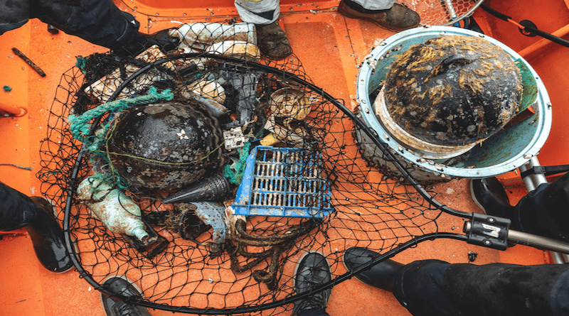 Examples of floating plastics collected in the North Pacific Subtropical Gyre during The Ocean Cleanup’s 2018 expedition. CREDIT: The Ocean Cleanup