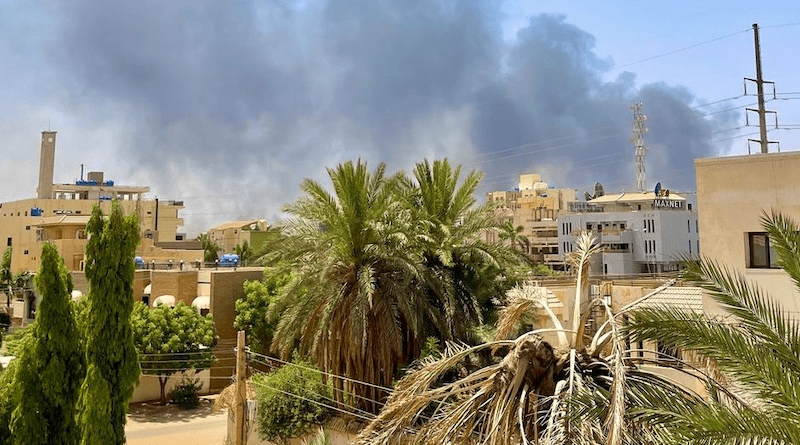 Smoke rises following a bombing in the Al-Tayif neighbourhood of Khartoum, Sudan. Photo Credit: Open Source