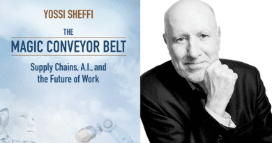 MIT Professor Yossi Sheffi discusses his new book, “The Magic Conveyor Belt,” which is about AI, supply chains, and the future of work. CREDIT: Image courtesy of Yossi Sheffi