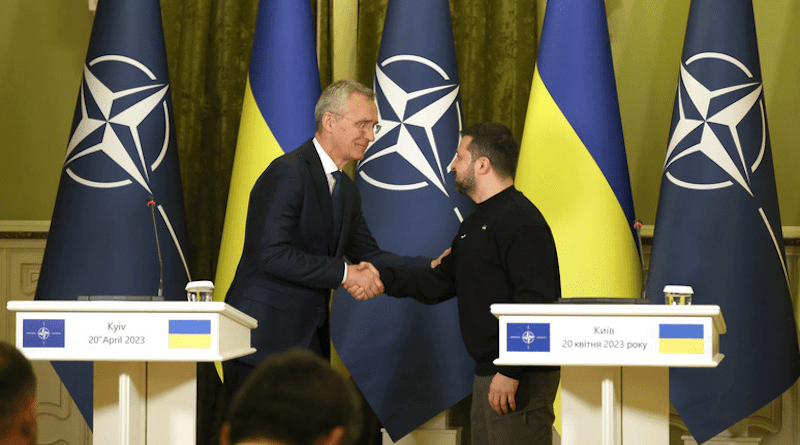 NATO Secretary General Jens Stoltenberg with Ukraine's President Volodymyr Zelenskyy. Photo Credit: NATO