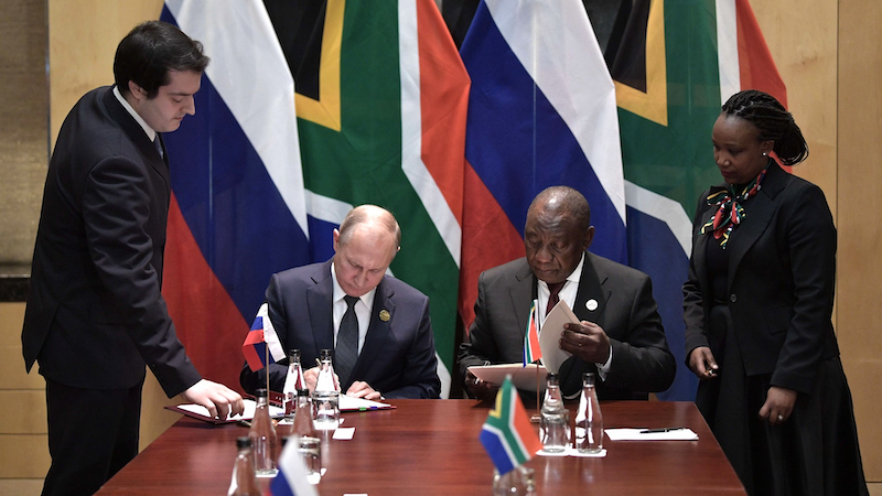 File photo of Russia's President Vladimir Putin with South Africa's President Cyril Ramaphosa. Photo Credit: Kremlin.ru