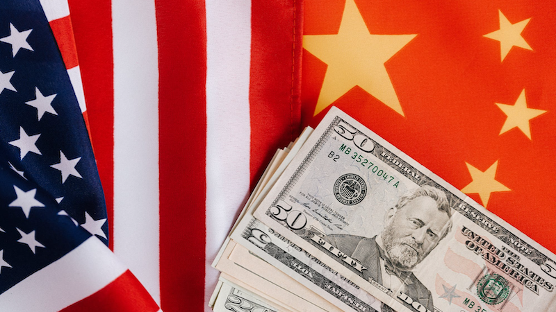 dollar china United States flag