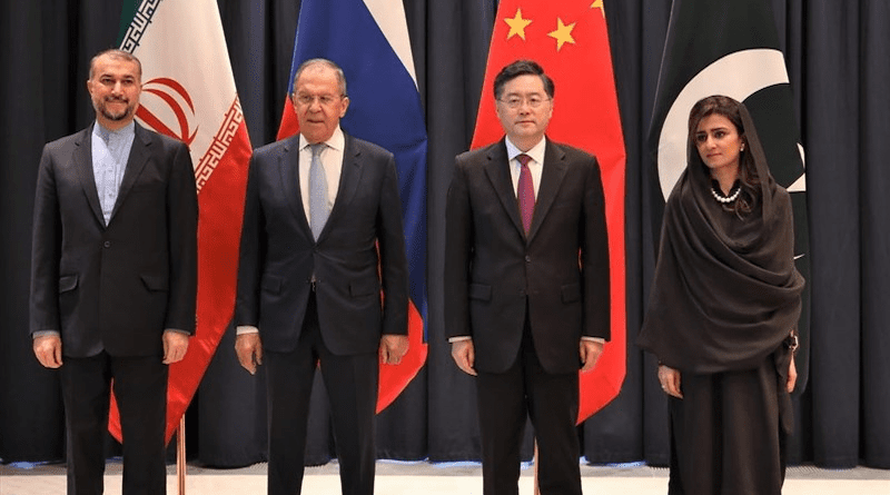 Foreign Ministers of Iran, Russia, China, and Pakistan. Photo Credit: Tasnim News Agency
