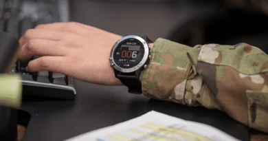 Air Force Airman Katiha Falcon wears a watch at Hill Air Force Base, Utah. The wearable technology is part of a study with the Defense Innovation Unit that will allow detection of illnesses such as COVID-19 within 48-hours. Photo Credit: Cynthia Griggs, Air Force