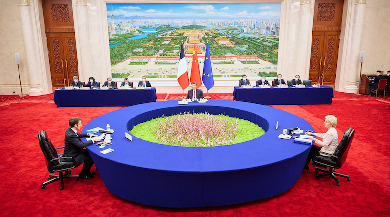 France's President Emmanuel Macron, with China's President Xi Jinping and European Commission President Ursula von der Leyen. Photo Credit: EU Commission