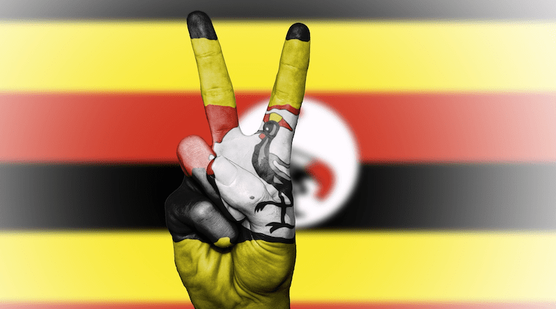 Flag Uganda Peace Hand Nation Background Banner Colors