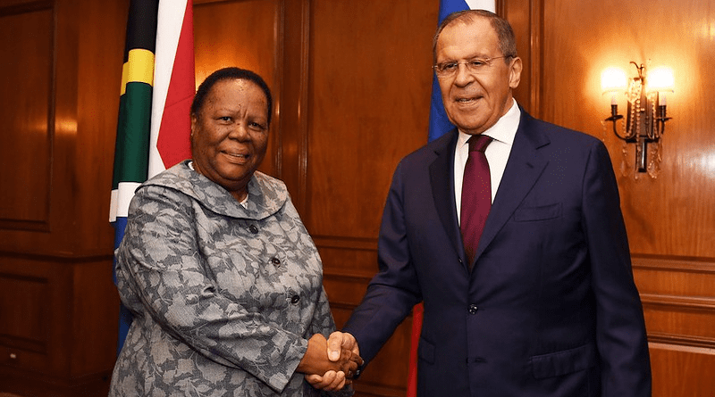 South Africa's Minister of International Relations and Cooperation of South Africa Naledi Pandor with Russia's Minister of Foreign Affairs Sergey Lavrov. Photo Credit: DIRCO