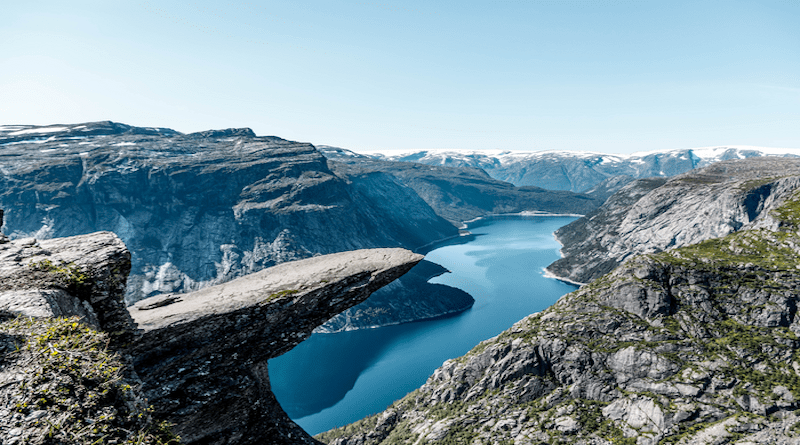 Fjords are coastal systems that act similar to the ocean. They take up large amounts of CO2 from the atmosphere. Some fjords emit also N2O and small amounts of CH4. On balance, fjords are a greenhouse gas sink. CREDIT: Dong Zhang on Unsplash