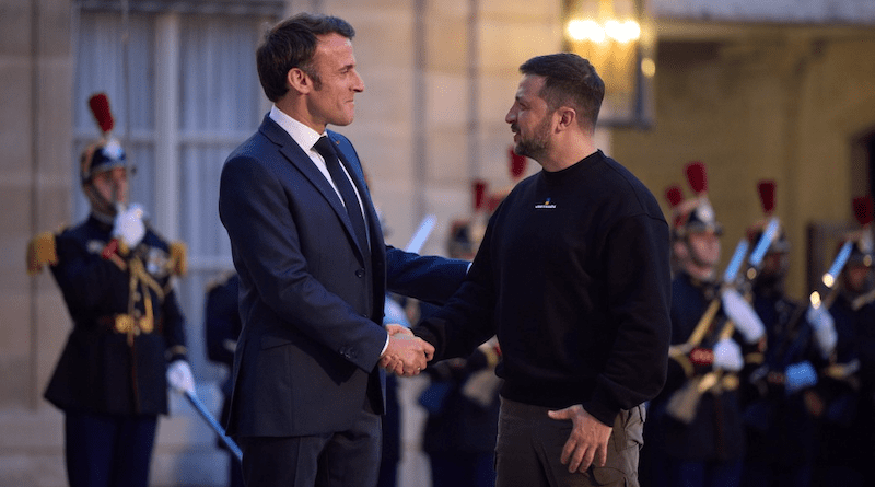 France's President Emmanuel Macron with President of Ukraine Volodymyr Zelenskyy in Paris. Photo Credit: Ukraine Presidential Press Office