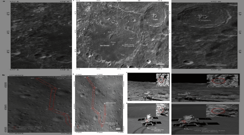 Image map of the Chang'e 4 landing site with the names of main features in the vicinity of the landing site CREDIT: NAOC