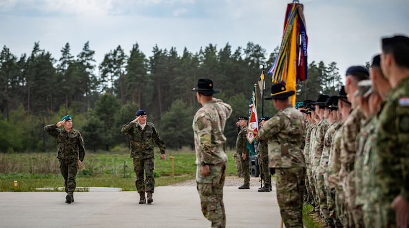 Hand-over take-over ceremony during the Griffin Shock exercise in Bemowo Piskie training area, on Saturday, May 13, 2023. Photo Credit: NATO