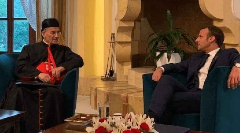 Bechara Boutros Al-Rahi and Emmanuel Macron. (Twitter Photo)